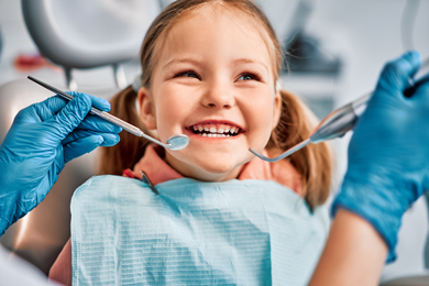 child dental check up, smiling at dentist
